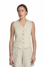 šviesi stilinga lininė liemenė, moteriška