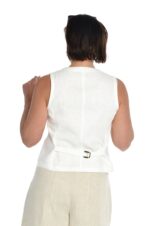 moteriška balta lininė liemenė