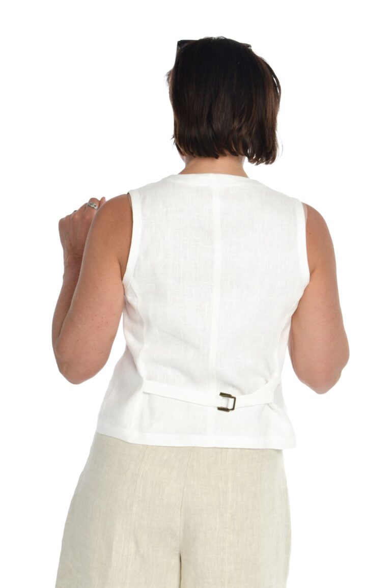 moteriška balta lininė liemenė