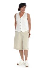 moteriška balta lininė liemenė - klasika