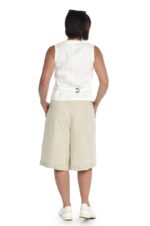 moteriška balta lininė liemenė - siaurinama nugaroje