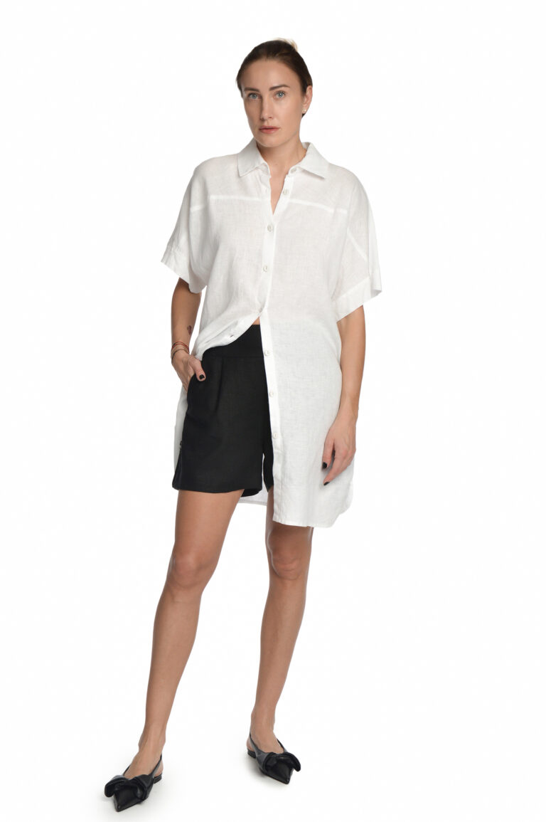 balta lininė suknelė marškiniai