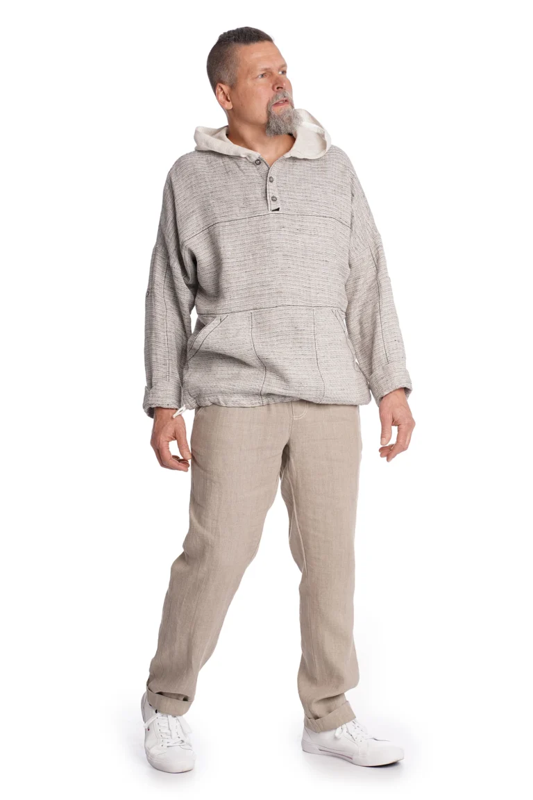 lininės vyriškos kelnės natūralios