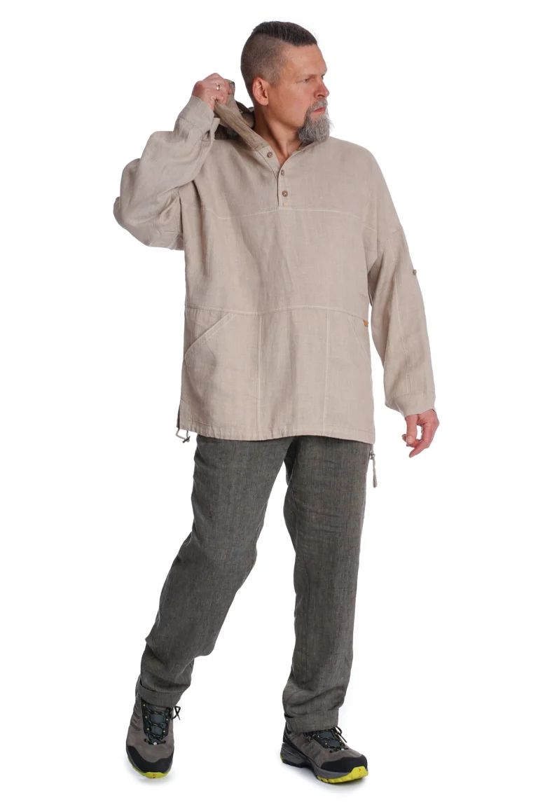 vyriskos linines kelnes chaki