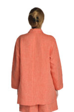 raudoni moteriški ilgi lininiai marškiniai ilgomis rankovėmis švarko tipo