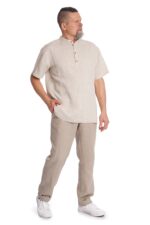 lininiai marškiniai trumpomis rankovėmis vyrui