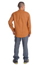 Konjako spalvos lininiai marškiniai ilgomis rankovėmis