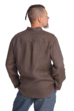 Rudos spalvos vyriški lininiai marškiniai ilgomis rankovėmis DAIVU