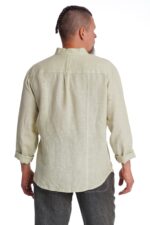 Vyriški lininiai marškiniai ilgomis rankovėmis žalsvi -nugara