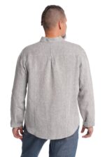 Vyriški lininiai marškiniai ilgomis rankovėmis pilki stačia apykakle - nugara