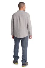 Vyriški lininiai marškiniai ilgomis rankovėmis stačia apykakle pilki DAIVU - nugara