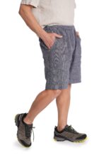 Vyriški lininiai šortai iki kelių, mėlyni, su guma