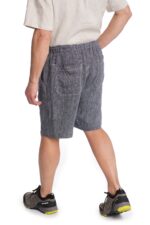 Vyriški lininiai šortai iki kelių, mėlyni, su guma, 4 kišenės