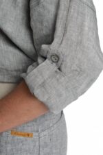 stilingas moteriškas, lininis bliuzonas - reguliuojamo ilgio rankovės