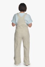 Šviesus lininis kombinezonas moterims, laisvas, giliomis pažastimis - nugara