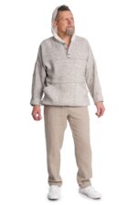 Vyriškas Lininis bliuzonas su gobtuvu balta-juoda melanžas