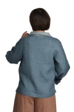 Mėlynas vilnonis švarkelis su linu, užsegamas užtrauktuku - nugara