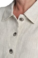 Šviesus moteriškas lininis švarkelis su apykakle