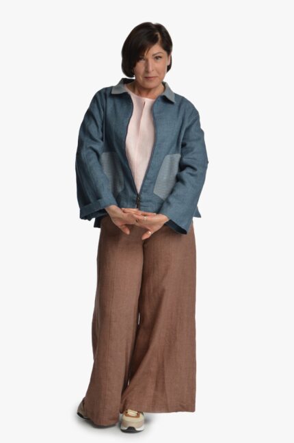 Šviesiai rudos lininės sijonkelnės - derinys su lininiu švarkeliu