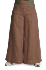 Šviesiai rudos lininės sijonkelnės su elastingu juosmeniu