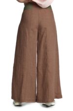 Šviesiai rudos lininės sijonkelnės su elastingu juosmeniu iš nugaros