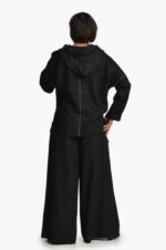 Juodos sijonkelnės iš lino - derinys su lininiu bliuzonu - nugara