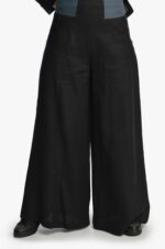 Juodos sijonkelnės iš lino su elastingu juosmeniu