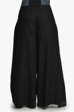 Juodos sijonkelnės iš lino su elastingu juosmeniu - nugara