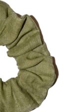 Žalia lininė plaukų gumytė - faktūra