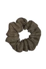 tamsios chaki spalvos lininė plaukų gumytė