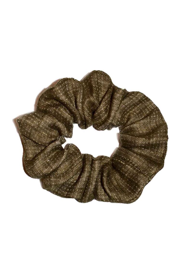 Chaki spalvos lininė plaukų gumytė