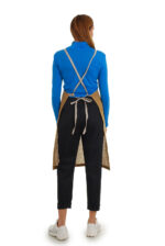 stilinga lininė prijuostė, Z10, su kišenėmis ir ilgu liemens dirželiu - nugara