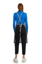 stilinga lininė prijuostė, Z12, su kišenėmis ir ilgu liemens dirželiu - nugara