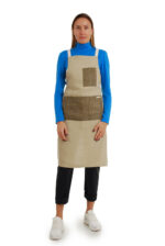 lininė prijuostė, Z18, su kišenėmis ir ilgu liemens dirželiu