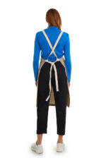 lininė prijuostė, Z18, su kišenėmis ir ilgu liemens dirželiu - nugara