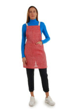 lininė prijuostė, Z19, su kišenėmis ir ilgu liemens dirželiu