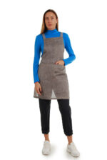 lininė prijuostė, Z24, su kišenėmis ir ilgu liemens dirželiu