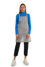 stilinga prijuostė iš lino, Z26, su kišenėmis ir ilgu liemens dirželiu