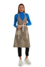 prijuostė iš lino, Z4, su kišenėmis ir ilgu liemens dirželiu