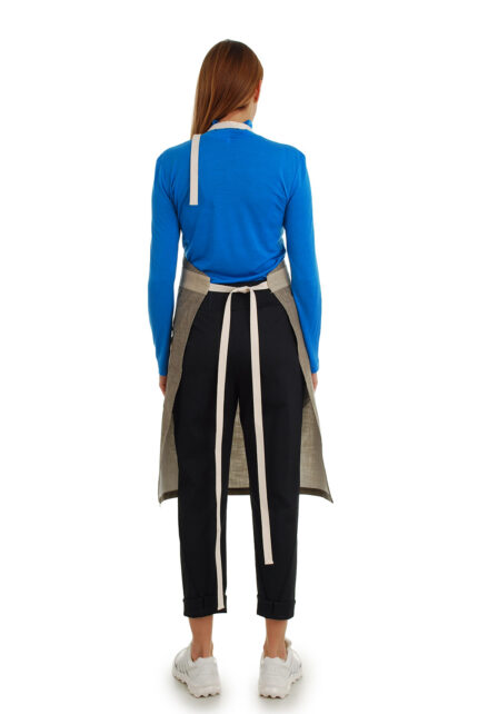 prijuostė iš lino, Z4, su kišenėmis ir ilgu liemens dirželiu