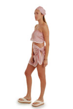 rožinis dviejų dalių laisvas kostiumėlis pirčiai