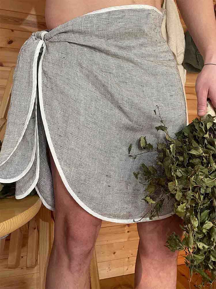 Lengva vyriška lininė pirties prijuostė