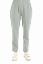 Stilingos laisvalaikio kelnės iš organinės medvilnės su elastingu juosmeniu, žydros