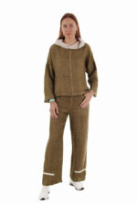 Laisvos lininės kelnės moterims, rudos