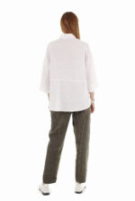 Modernios moteriškos lininės kelnės tamsiai rudos