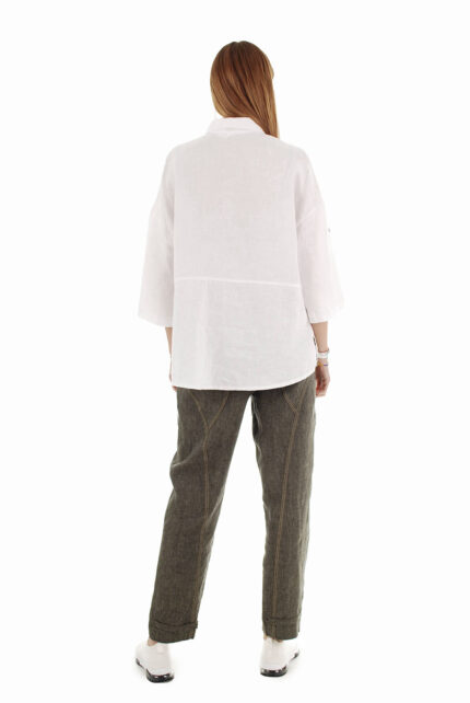 Modernios moteriškos lininės kelnės tamsiai rudos