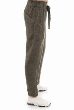 Modernios moteriškos lininės kelnės su kišenėmis nugaroje ir priekyje