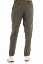 Modernios moteriškos lininės kelnės su kišenėmis - nugara