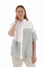 Stilingi moteriški lininiai marškiniai