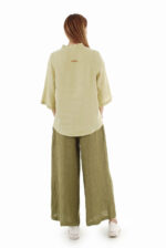 Žalios lininės sijonkelnės iš nugaros